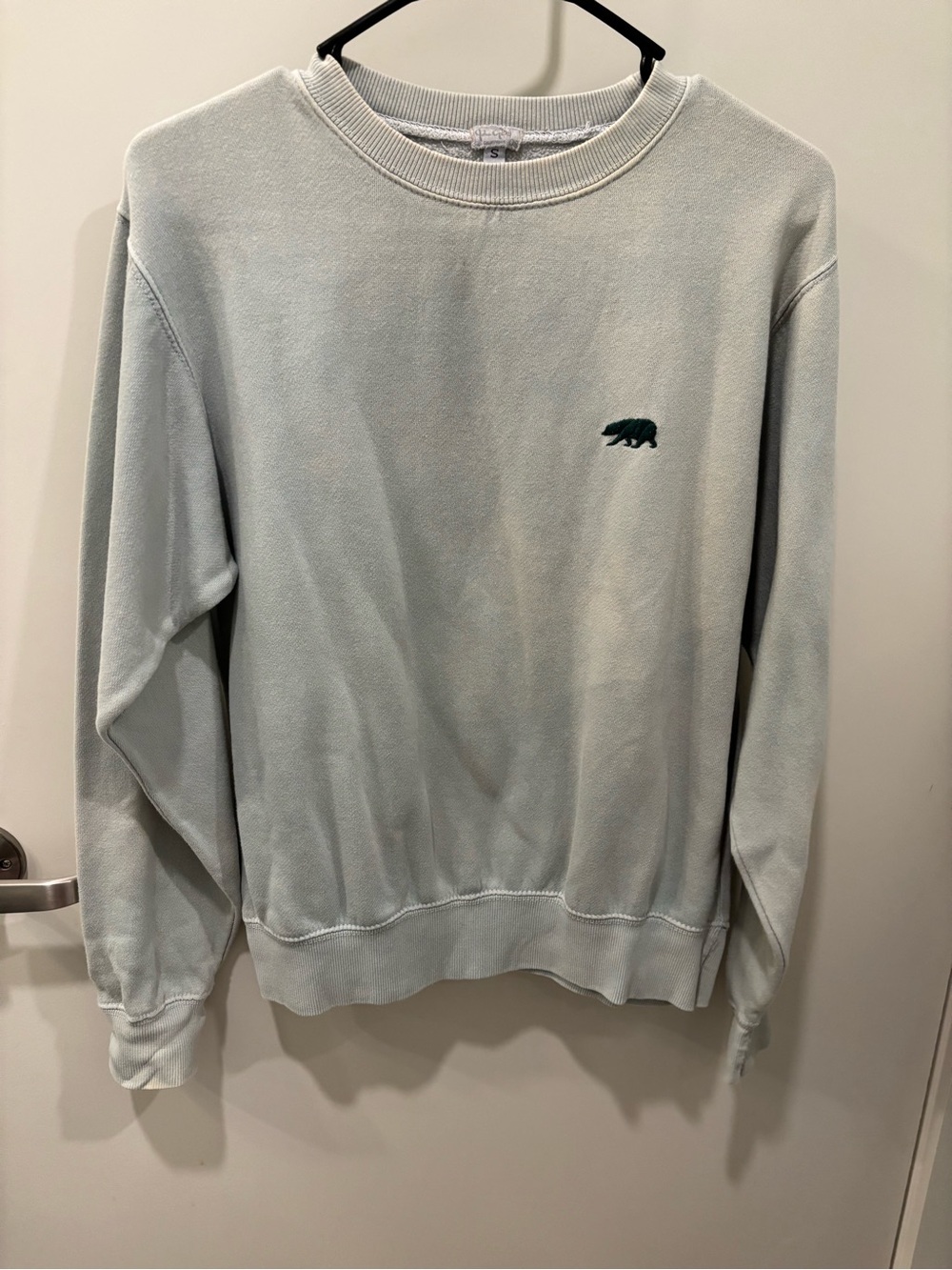 Brandy Melville- Light Sage Crewneck Sweatshirt with Bear Embroidery